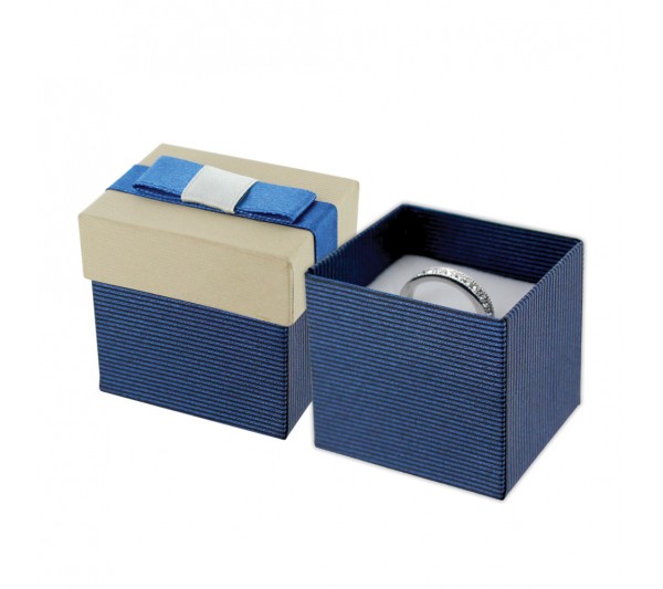 Huston Collection Blue Bowtie Ring Box 1 1/2"x1 7/8"x1 7/8"H